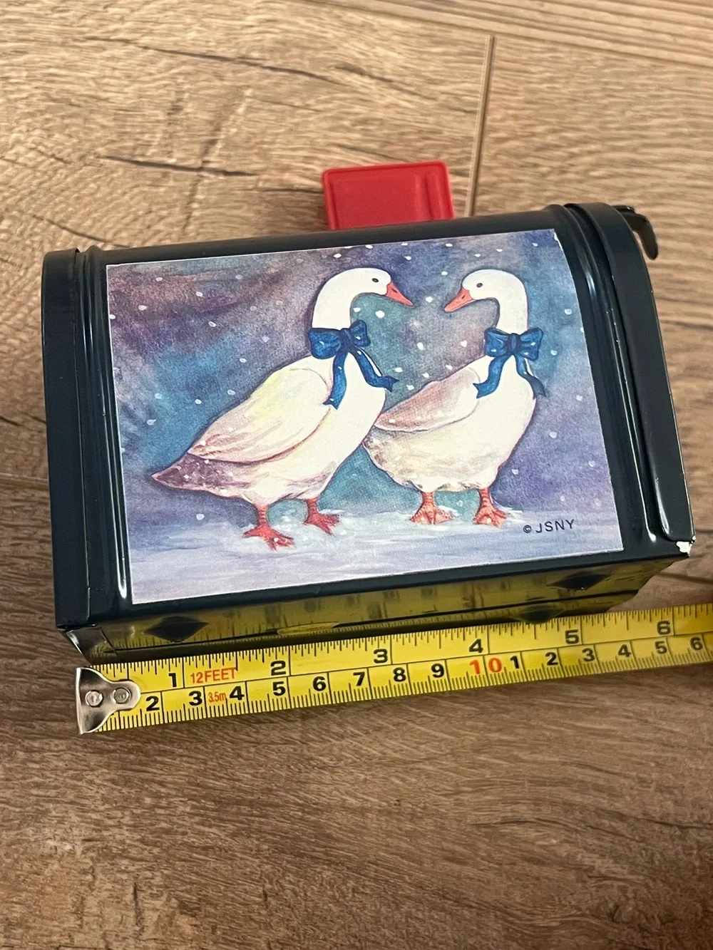 vintage miniature tin geese mailbox